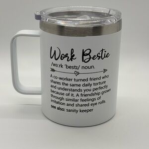 White Work Bestie Mug with Lid